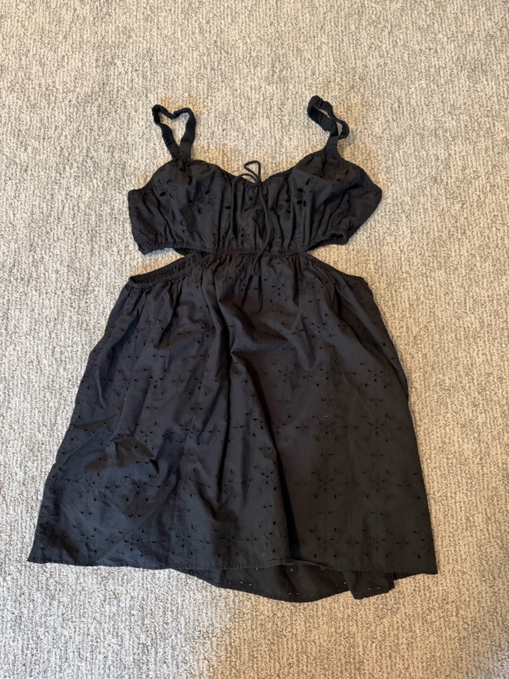 American Eagle Outfitters Black Eyelet Mini Dress